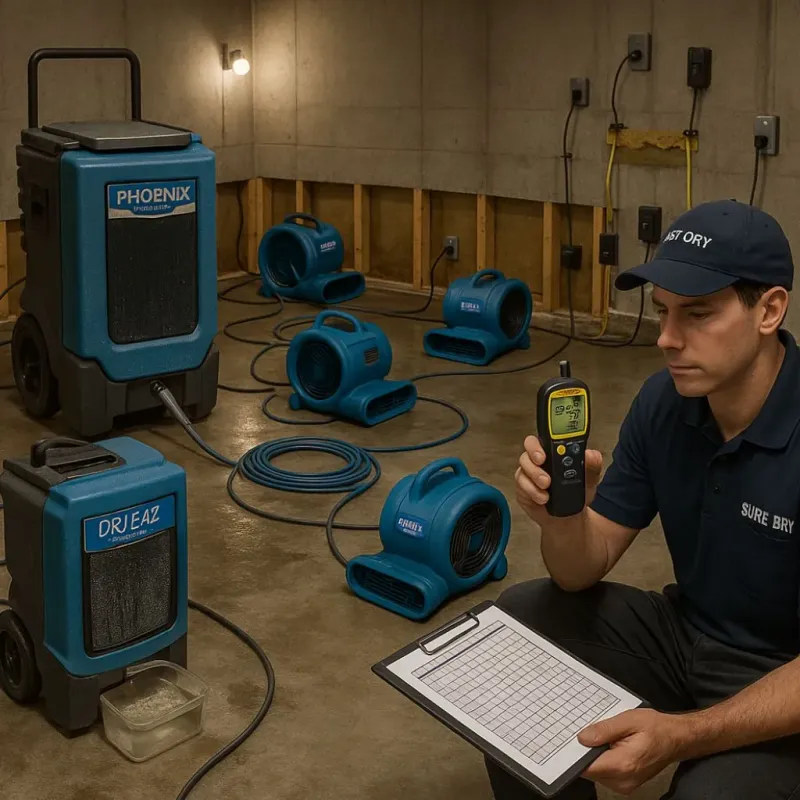 Structural Drying and Dehumidification process in Richmond, MI